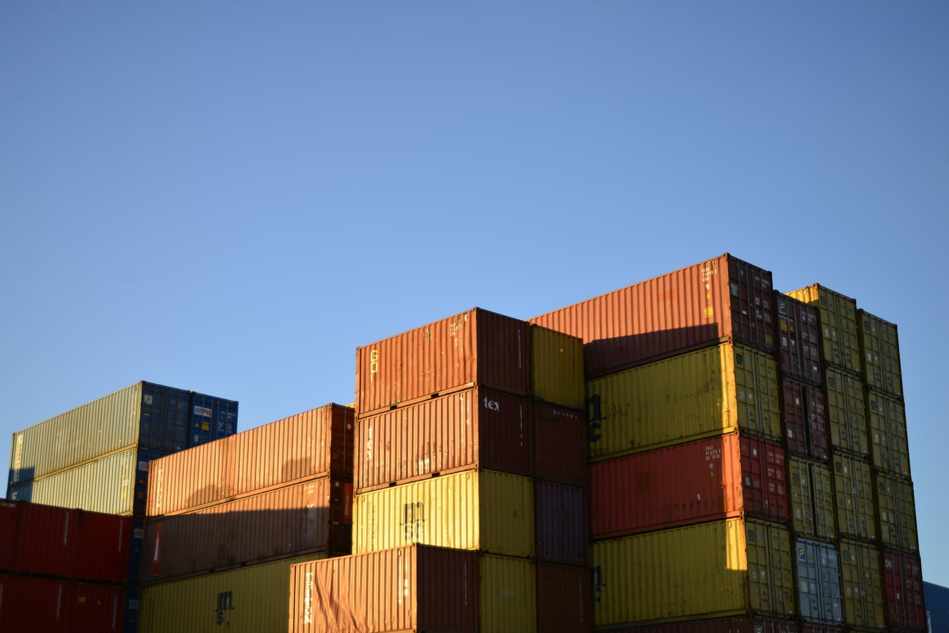 Stacked shipping containers
